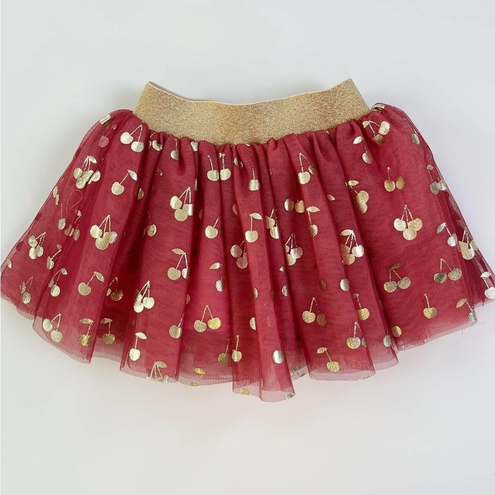 Huxbaby Cherry Print Skirt Tutu in Red and Gold